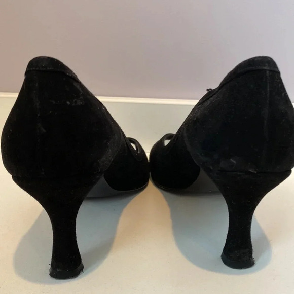 Stuart Weitzman black suede peep toe size 10M - Picture 5 of 13